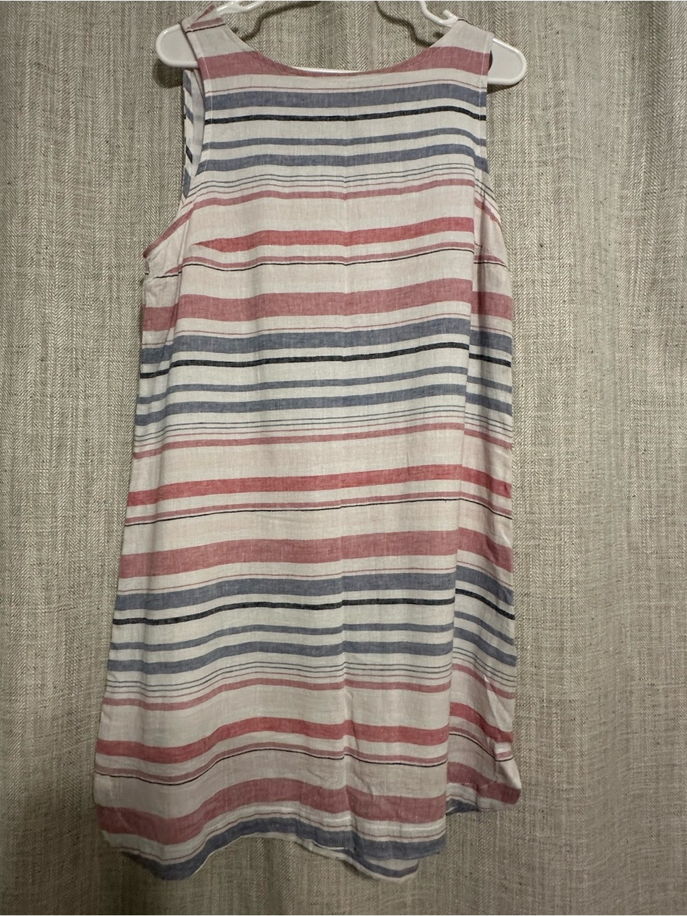 Striped Pink and Blue Linen-Blend Dress, beach coverup or summer dress